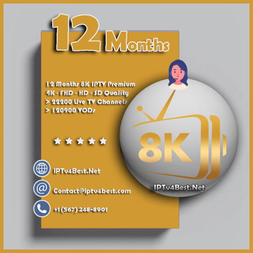 12 Months 8K Quality IPTV Subscription - Best IPTV Service